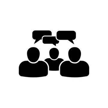 Group chat bubbles or forum discussion with multiple people chatting flat vec Stock Illustration