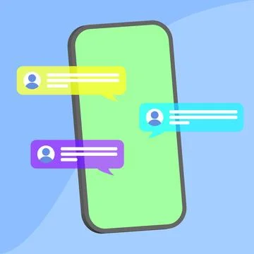 Group chat online messaging with 3d smartphone illustration 스톡 일러스트