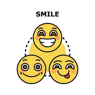 Group of cheerful emoji faces smiling and expressing emotions Stock Illustration