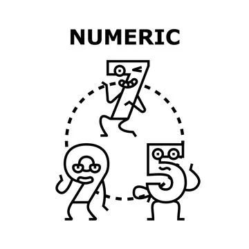 Group of cheerful numeric characters dancing together Stock Illustration