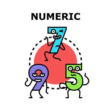 Group of cheerful numeric characters dancing together Stock Illustration