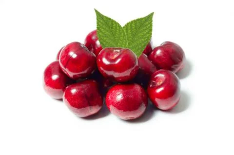 Group of cherries isolated on white background Stock Photos