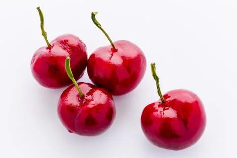 Group of Cherries Isolated on White Stock Photos