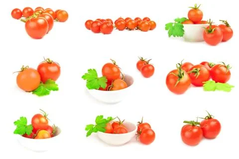 Group of cherry close-up isolated on white background Foto stock