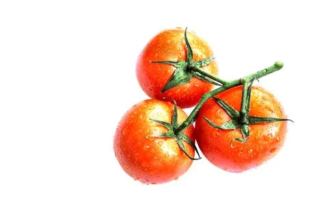 A group Cherry tomatoes isolated on white background Stock Photos