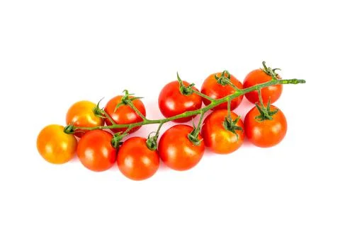 A group Cherry tomatoes isolated on white background Stock Photos