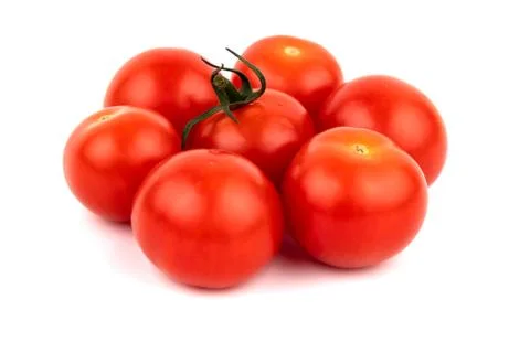 Group of cherry tomatoes on a white background. Foto stock
