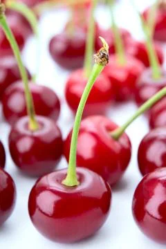 Group of cherry on a white Stock Photos
