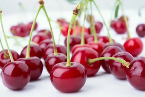 Group of cherry on a white Foto stock