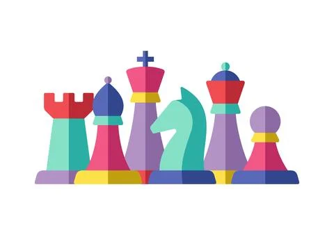 Group of chess pieces Illustrazione stock