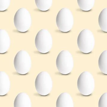 Group of chicken eggs on beige background. Seamless pattern design Stockfoto's