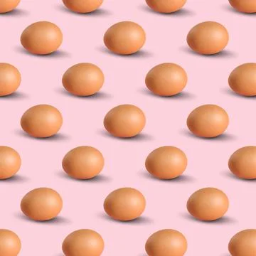 Group of chicken eggs on pink background. Seamless pattern design Stockfoto's