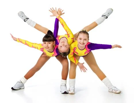 Group of children acrobats Stock Photos