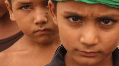 Group of Children Curious and Looking into the Camera Stock Footage 44523991