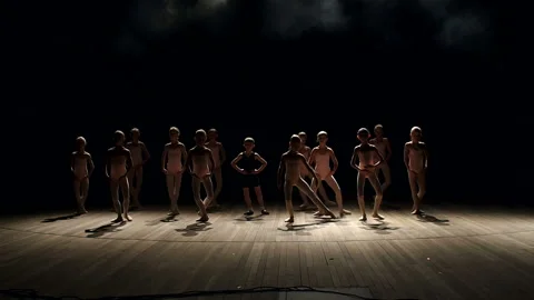 Group of children dancers make a bow on the stage. Stockbeeldmateriaal 90271330