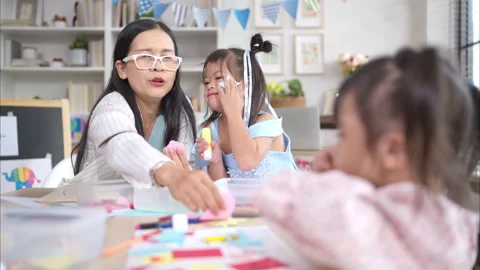 A group children doing learning activities in the classroom Stock Footage 308064721