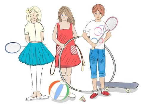 Group of children Stock Illustration