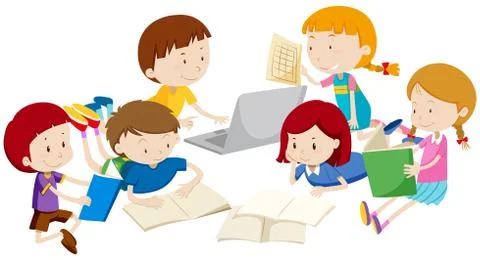 Group of children learning Stock Illustration