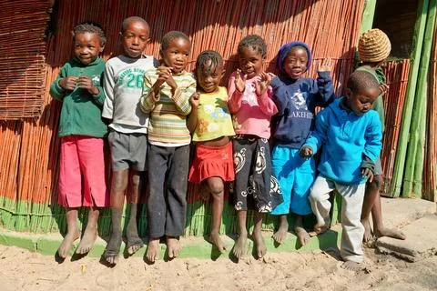 Group of children learning in Rundu, Kavango Region, Namibia Stock Photos
