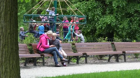 Group of children in playground. 4K Stock Footage 53080680