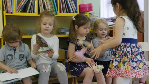 Group of children playing at kindergarten. Stock Footage 134022189