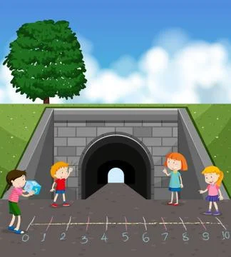 A group of children playing math game Stock Illustration