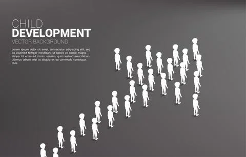 Group of children standing together shape arrow. concept for children and fut Stock Illustration