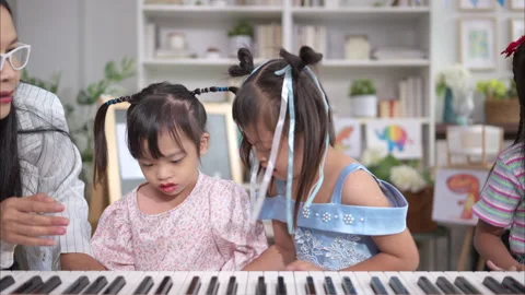 A group children of students doing activities singing and dancing Stock Footage 308061287