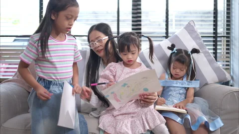 A group children of students doing learning activities Stock Footage 308067251