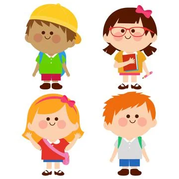 Group of children students. Vector illustration Stock Illustration