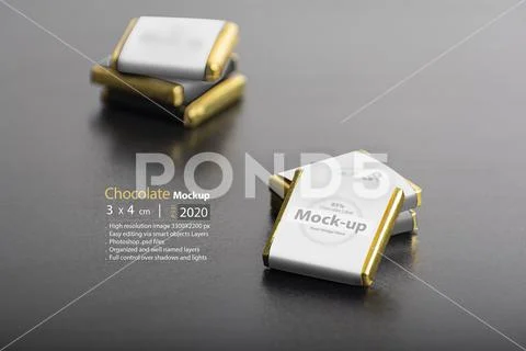 Group of chocolates on table mock-up series PSD Template