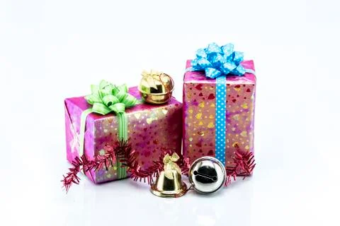 Group of Christmas objects isolated on white background Stock Photos