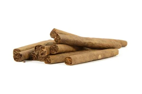 Group of cigars on a white background Stock Photos