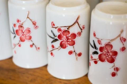 Group Of Clay Ceramic Cups Stock-Fotos