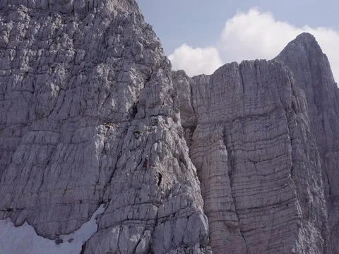 Group of climbers, climbing up on mountain. Stock Footage 80058680