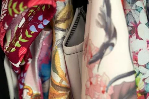 Group of clothes in a wardrobe Stock Photos