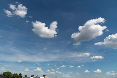 Group of clouds floating in the blue cyan pur gradient color sky at the early 库存照片