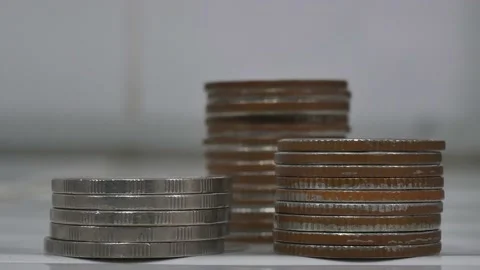 Group of Coin stop motion seen. Stock Footage 139131423