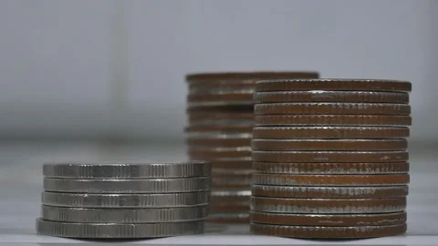 Group of Coin stop motion seen. Stock Footage 139131442