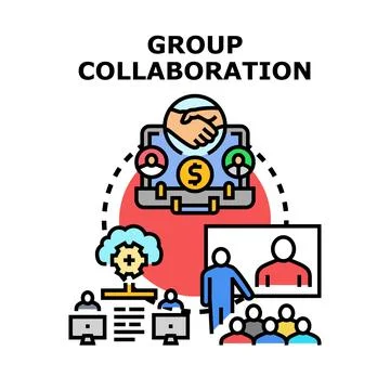 Group collaboration concept creating business partnership working together Stock Illustration