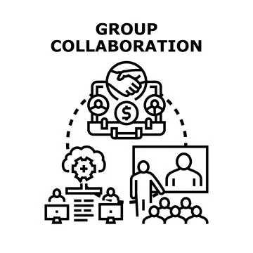Group collaboration concept creating business partnership working together Stock Illustration