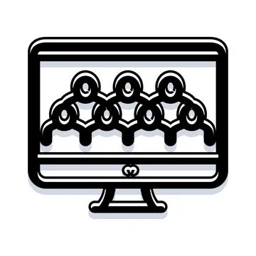 Group collaboration online on computer screen 스톡 일러스트