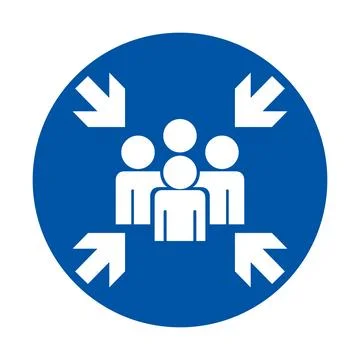 Group Collaboration Symbol with Central Figure Surrounded by Arrows Stock Illustration