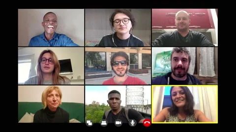 A group of colleagues talking on video call about smart working - covid 19 Stock Footage 132236668