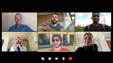 A group of colleagues talking on video call about smart working Video stock 132237836