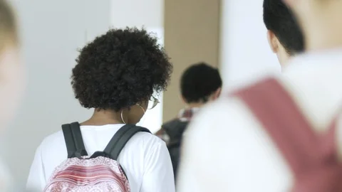 Group of college students walking in corridor Vídeo Stock 106267939