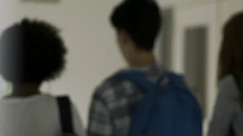 Group of college students walking in corridor Stock Footage 106268005
