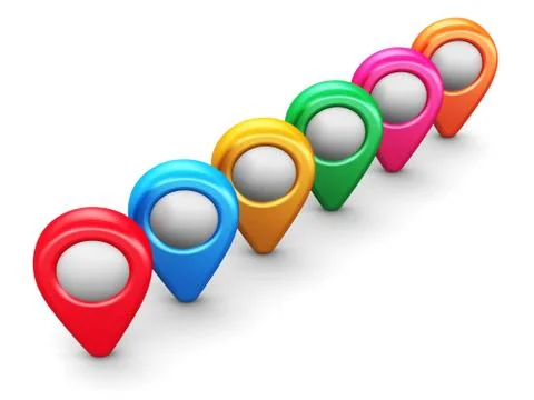 Group of color map location markers Stock Illustration