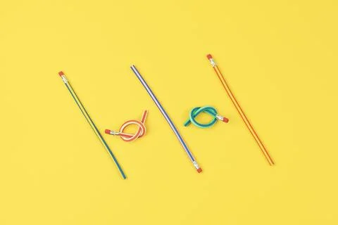 Group of colored pencils highlights needs to resolve complex tasks, resolve c Stock Photos
