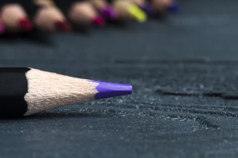 A group of colored pencils on the table Stock Photos